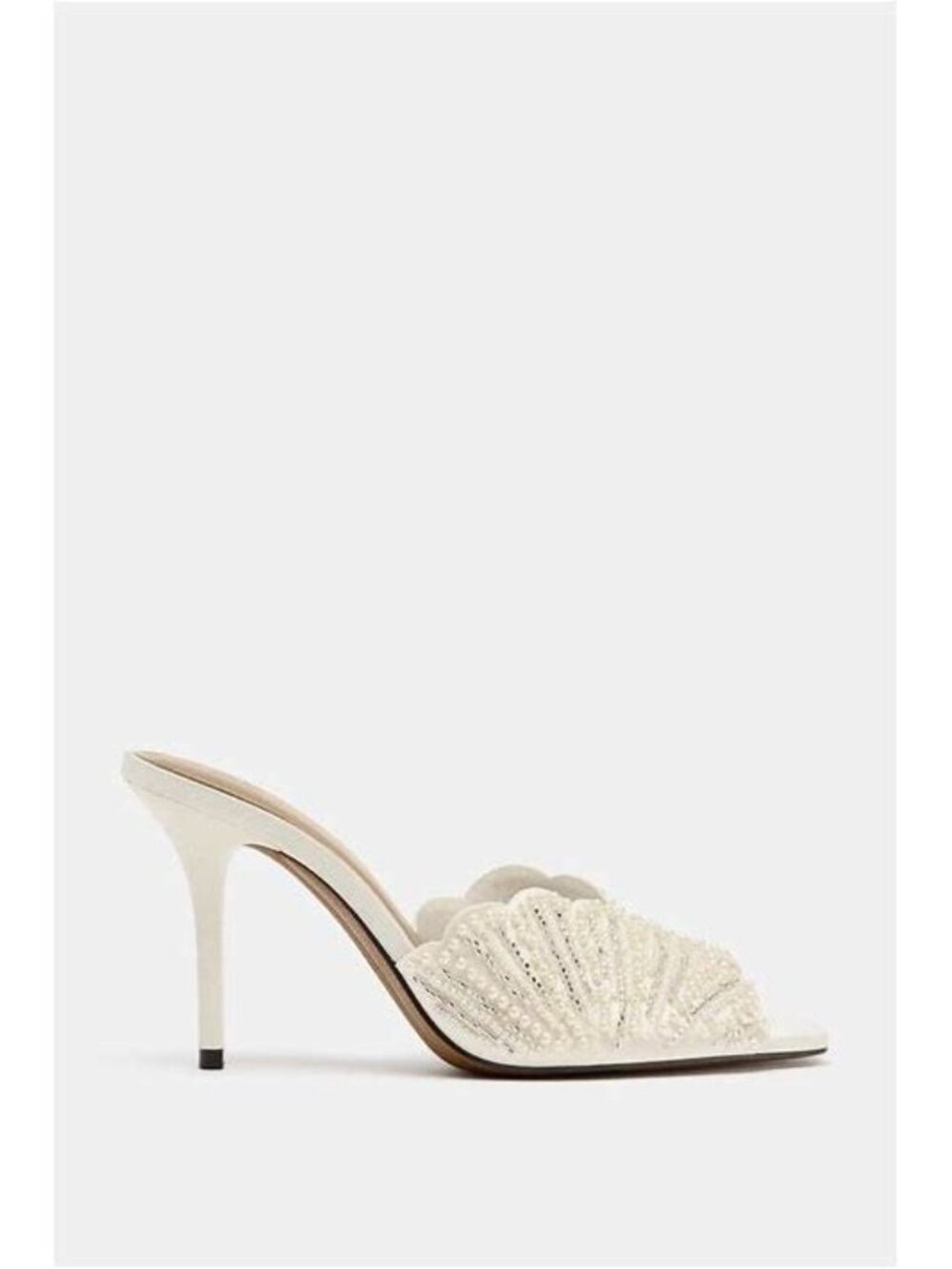 ZARA Backless Pearl Heeled Sandals NWT • White Mule • Size 8 • Wedding & Brides - Picture 2 of 12